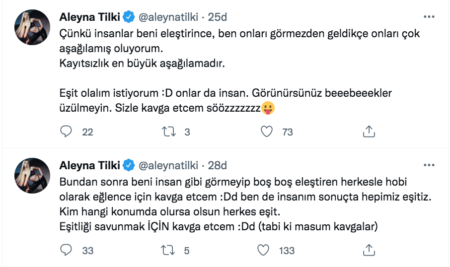 aleyna tilki den elestiri cevabi olay oldu